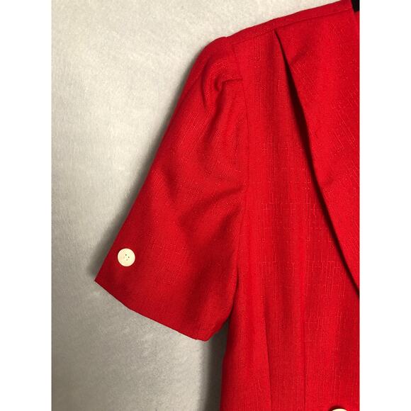 Kasper ASL Women's Size 12 Double Breasted Midi Dress Red - Picture 3 of 9